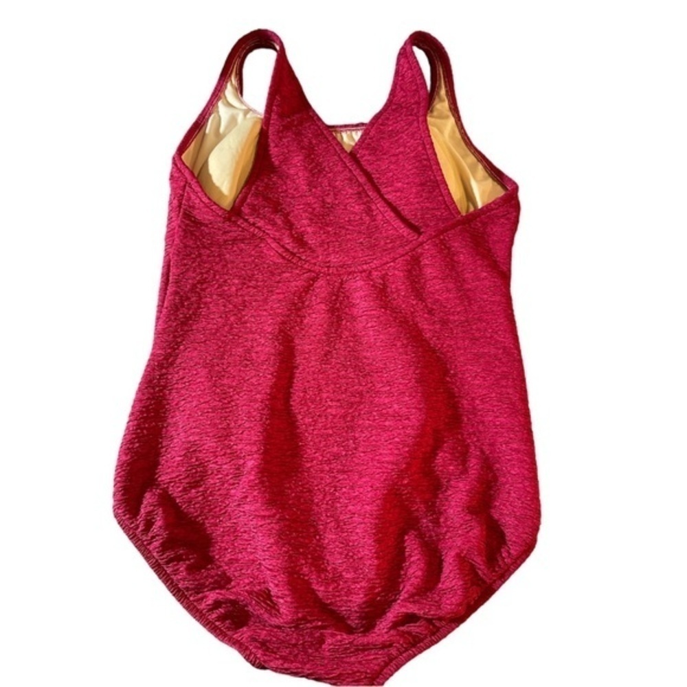 Fuschia Ripped Mid Black Scoop V-Neck Line Swimsuit Size 18 Pre-Owned #7226 - Picture 3 of 4